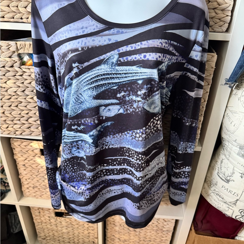 Reel Legends Oceanic Blue Grey Long Sleeve Top